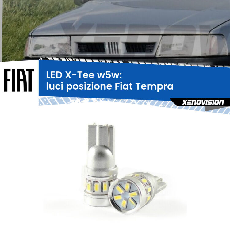 0 Luci posizione LED per Fiat Tempra 1990-1996: W5W X-Tee <strong>LED luci posizione per Fiat Tempra</strong> 1990-1996. Lampade <strong>W5W</strong> modello X-Tee Xenovision top di gamma.