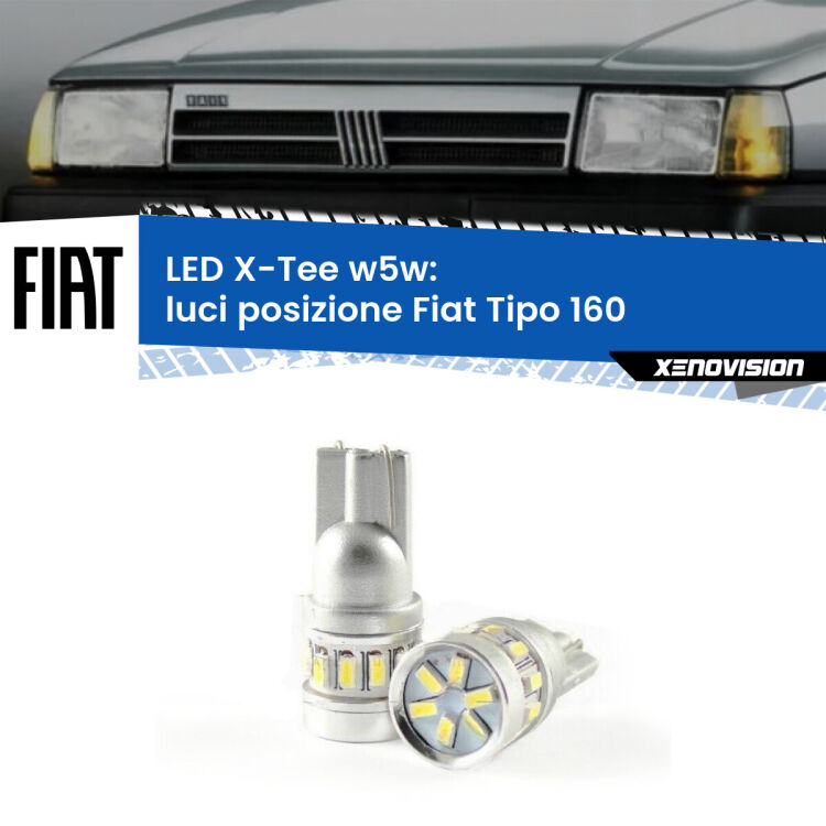 0 Luci posizione LED per Fiat Tipo 160 1987-1996: W5W X-Tee <strong>LED luci posizione per Fiat Tipo</strong> 160 1987-1996. Lampade <strong>W5W</strong> modello X-Tee Xenovision top di gamma.