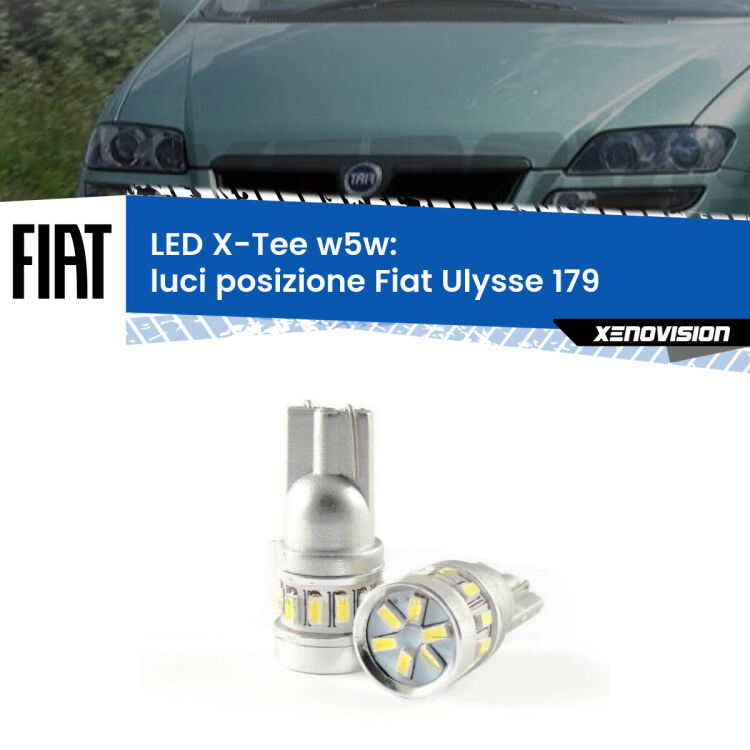 0 Luci posizione LED per Fiat Ulysse 179 2002-2011: W5W X-Tee <strong>LED luci posizione per Fiat Ulysse</strong> 179 2002-2011. Lampade <strong>W5W</strong> modello X-Tee Xenovision top di gamma.