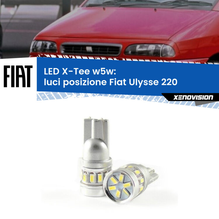 0 Luci posizione LED per Fiat Ulysse 220 1994-2002: W5W X-Tee <strong>LED luci posizione per Fiat Ulysse</strong> 220 1994-2002. Lampade <strong>W5W</strong> modello X-Tee Xenovision top di gamma.