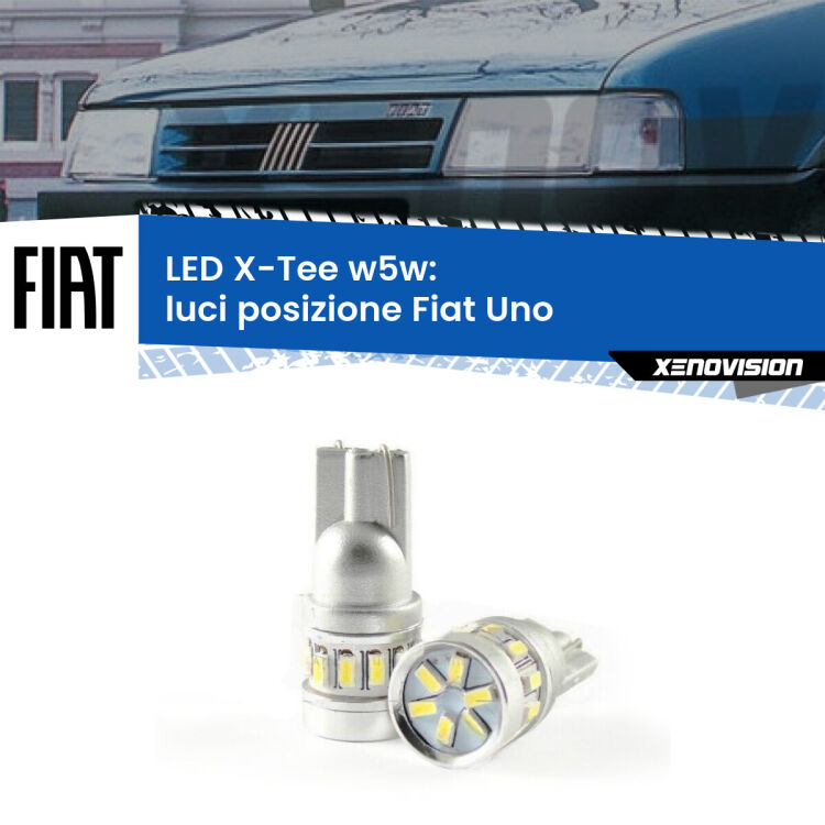 0 Luci posizione LED per Fiat Uno 1983-1995: W5W X-Tee <strong>LED luci posizione per Fiat Uno</strong> 1983-1995. Lampade <strong>W5W</strong> modello X-Tee Xenovision top di gamma.