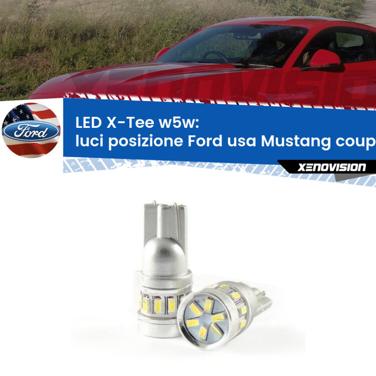 0 Luci posizione LED per Ford usa Mustang coupe  2014-2016: W5W X-Tee <strong>LED luci posizione per Ford usa Mustang coupe</strong>  2014-2016. Lampade <strong>W5W</strong> modello X-Tee Xenovision top di gamma.