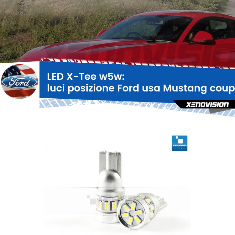 <strong>LED luci posizione per Ford usa Mustang coupe</strong>  2014-2016. Lampade <strong>W5W</strong> modello X-Tee Xenovision top di gamma.