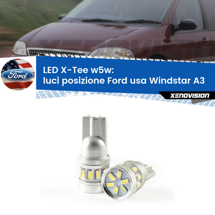 0 Luci posizione LED per Ford usa Windstar A3 1995-2000: W5W X-Tee <strong>LED luci posizione per Ford usa Windstar</strong> A3 1995-2000. Lampade <strong>W5W</strong> modello X-Tee Xenovision top di gamma.