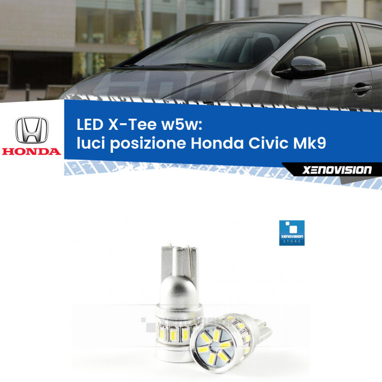 <strong>LED luci posizione per Honda Civic</strong> Mk9 2011-2014. Lampade <strong>W5W</strong> modello X-Tee Xenovision top di gamma.