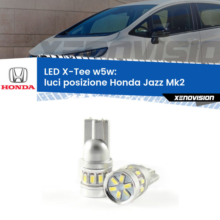 0 Luci posizione LED per Honda Jazz Mk2 2002-2008: W5W X-Tee <strong>LED luci posizione per Honda Jazz</strong> Mk2 2002-2008. Lampade <strong>W5W</strong> modello X-Tee Xenovision top di gamma.