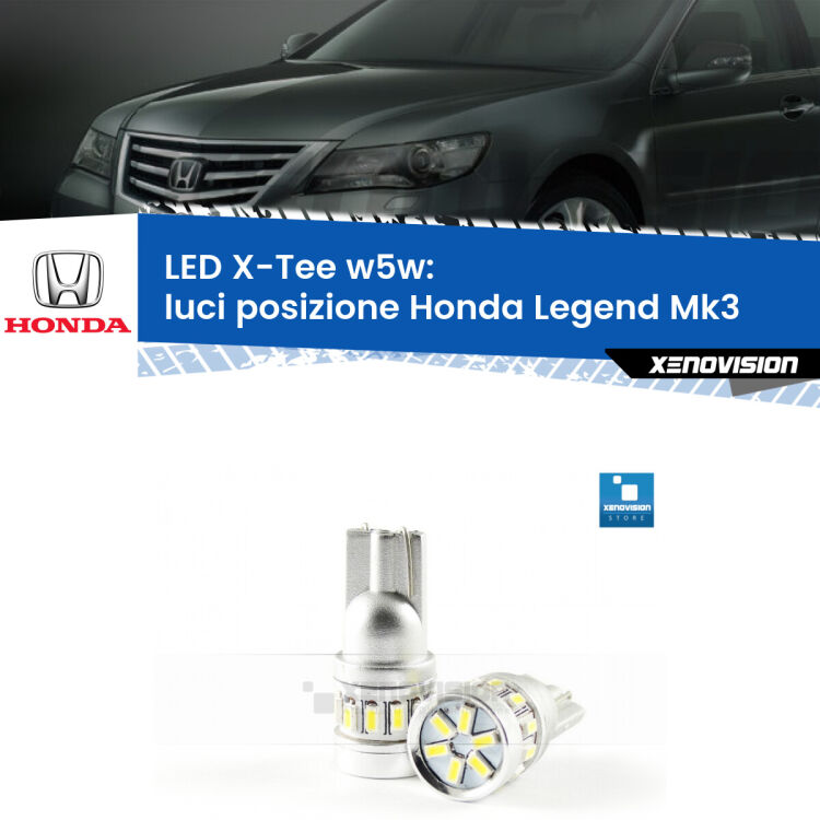 <strong>LED luci posizione per Honda Legend</strong> Mk3 1996-2004. Lampade <strong>W5W</strong> modello X-Tee Xenovision top di gamma.