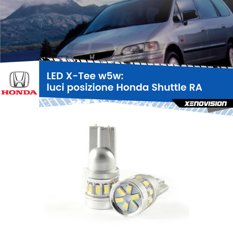 0 Luci posizione LED per Honda Shuttle RA 1994-2004: W5W X-Tee <strong>LED luci posizione per Honda Shuttle</strong> RA 1994-2004. Lampade <strong>W5W</strong> modello X-Tee Xenovision top di gamma.