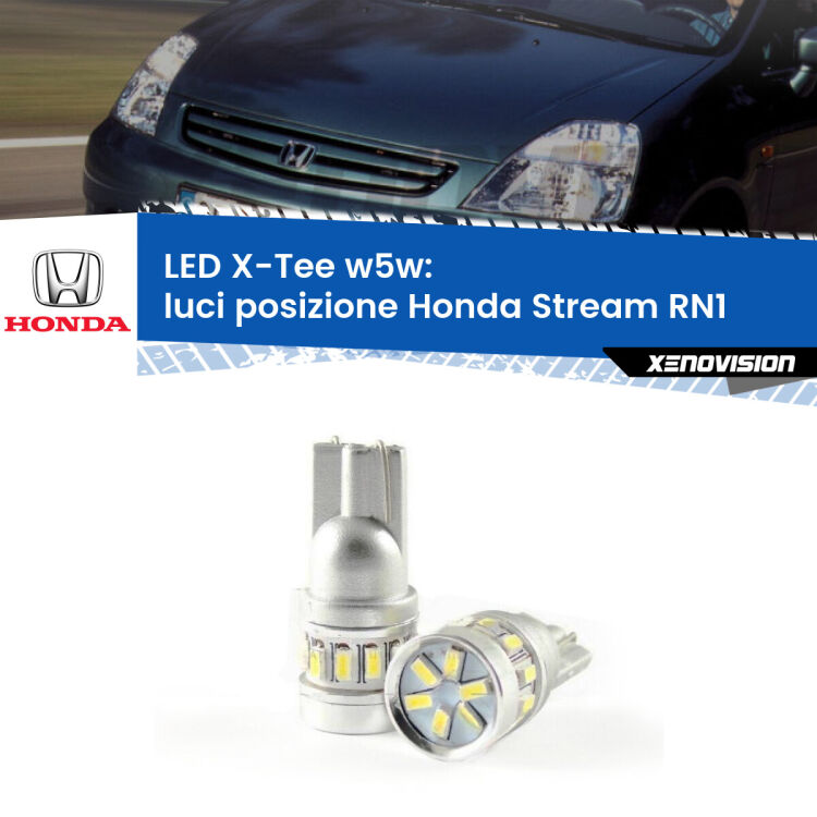 0 Luci posizione LED per Honda Stream RN1 2001-2006: W5W X-Tee <strong>LED luci posizione per Honda Stream</strong> RN1 2001-2006. Lampade <strong>W5W</strong> modello X-Tee Xenovision top di gamma.