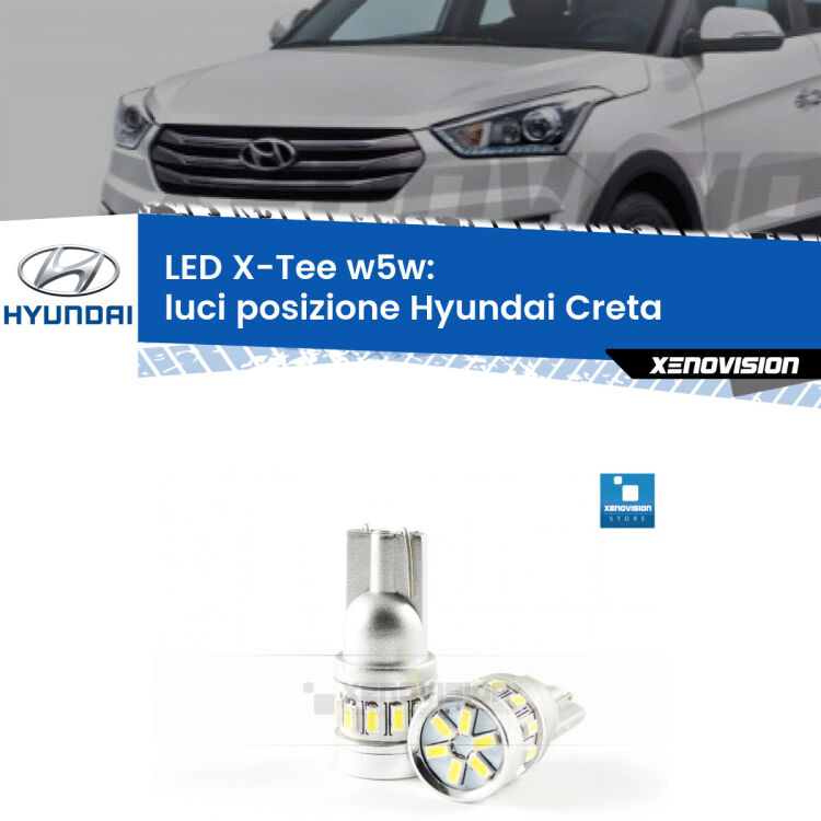 <strong>LED luci posizione per Hyundai Creta</strong>  prima serie. Lampade <strong>W5W</strong> modello X-Tee Xenovision top di gamma.
