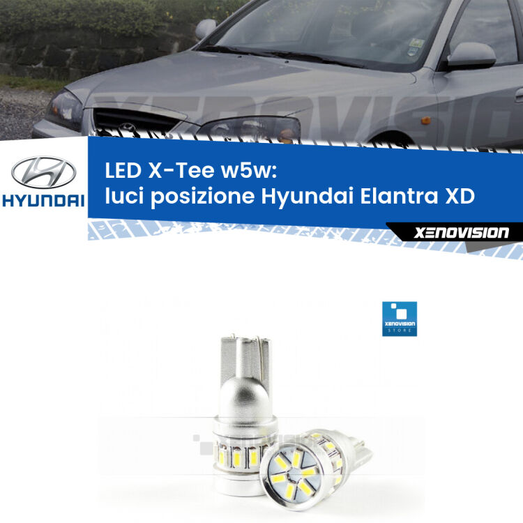 <strong>LED luci posizione per Hyundai Elantra</strong> XD 2000-2006. Lampade <strong>W5W</strong> modello X-Tee Xenovision top di gamma.