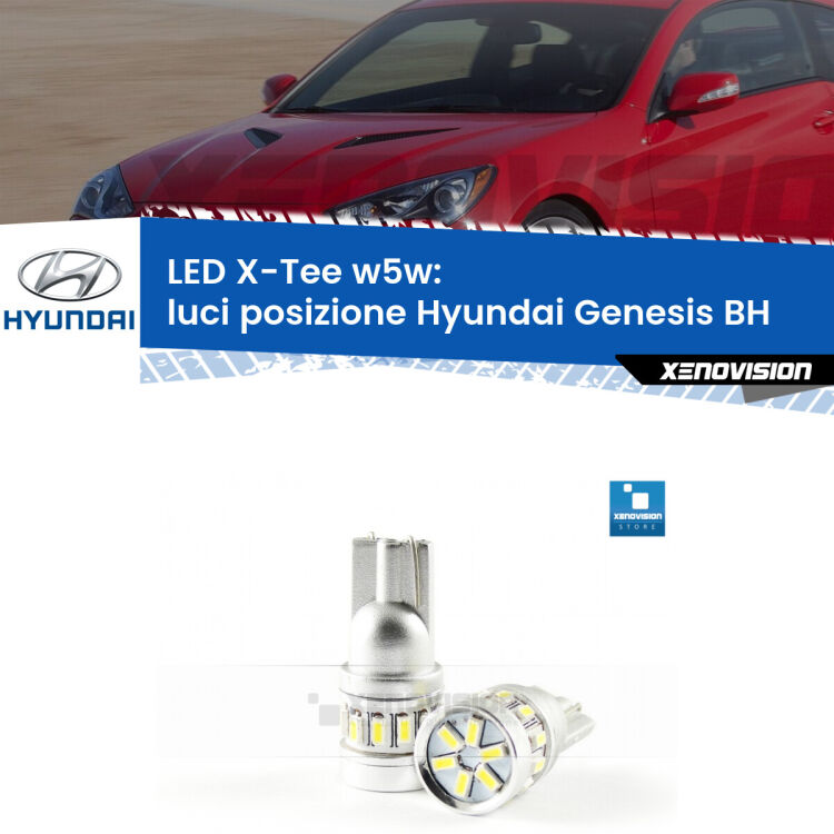 <strong>LED luci posizione per Hyundai Genesis</strong> BH 2008-2014. Lampade <strong>W5W</strong> modello X-Tee Xenovision top di gamma.