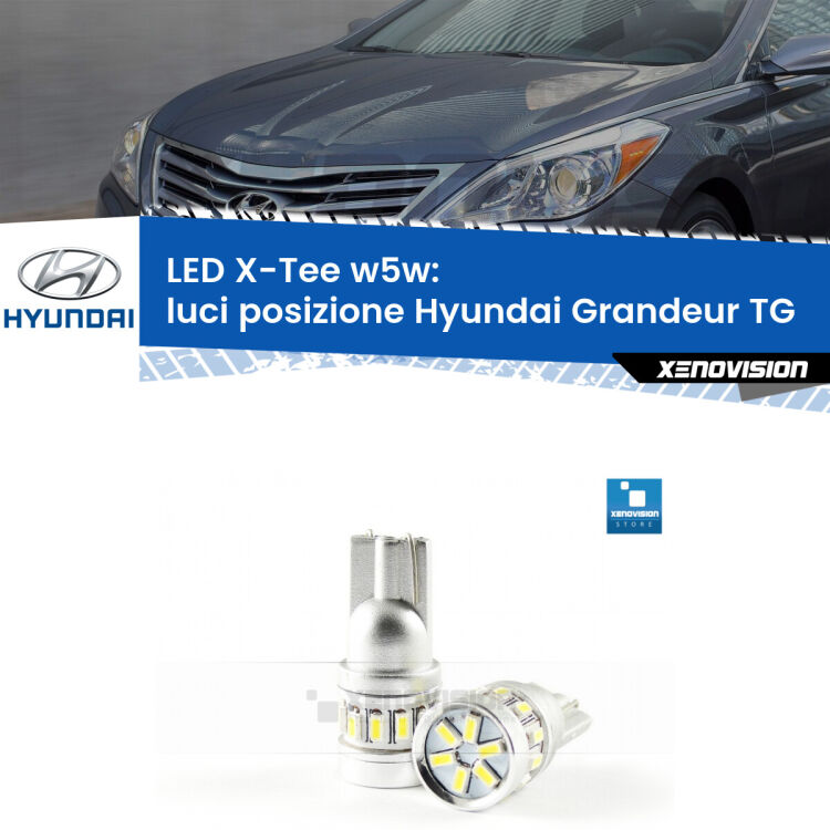 <strong>LED luci posizione per Hyundai Grandeur</strong> TG 2005-2011. Lampade <strong>W5W</strong> modello X-Tee Xenovision top di gamma.
