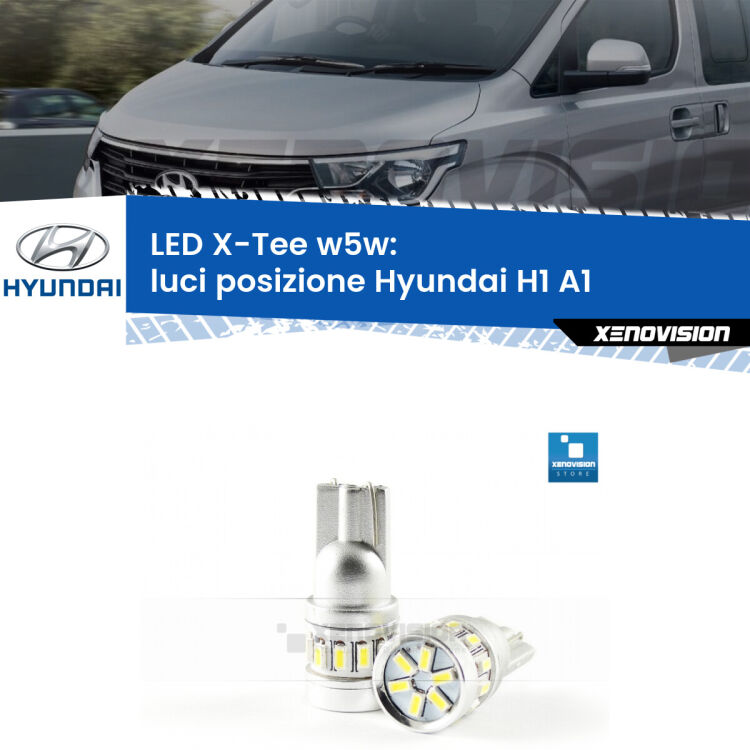 <strong>LED luci posizione per Hyundai H1</strong> A1 1997-2008. Lampade <strong>W5W</strong> modello X-Tee Xenovision top di gamma.