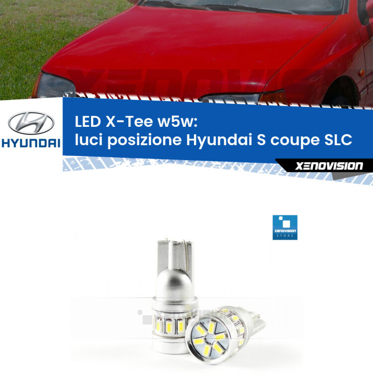 <strong>LED luci posizione per Hyundai S coupe</strong> SLC 1992-1996. Lampade <strong>W5W</strong> modello X-Tee Xenovision top di gamma.
