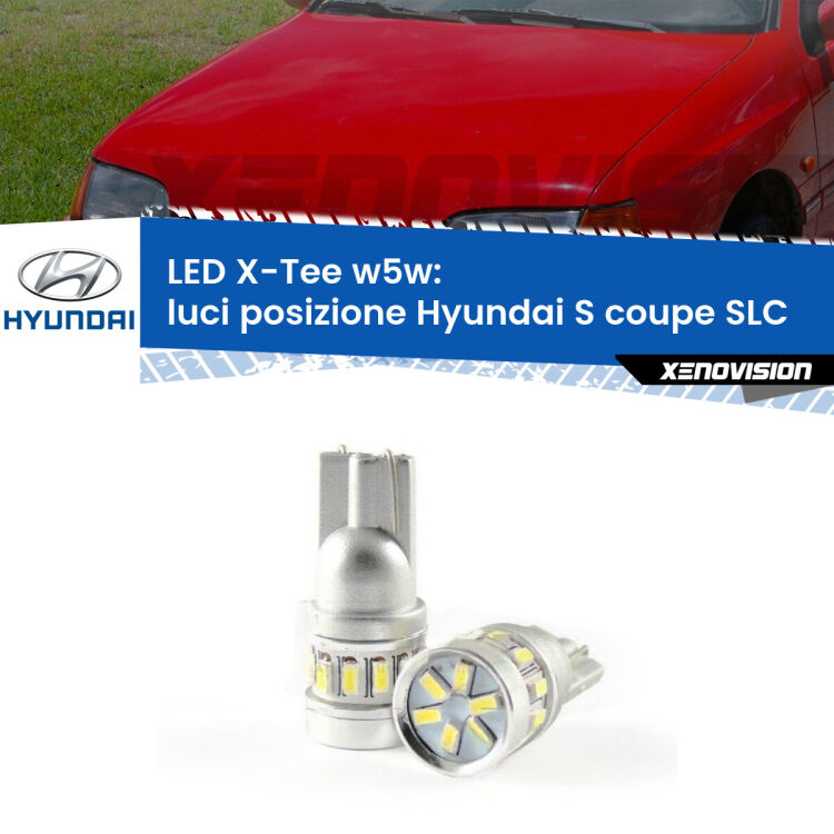 0 Luci posizione LED per Hyundai S coupe SLC 1992-1996: W5W X-Tee <strong>LED luci posizione per Hyundai S coupe</strong> SLC 1992-1996. Lampade <strong>W5W</strong> modello X-Tee Xenovision top di gamma.