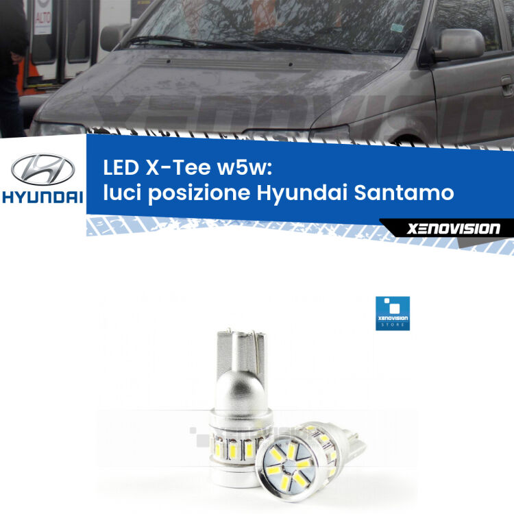 <strong>LED luci posizione per Hyundai Santamo</strong>  1998-2002. Lampade <strong>W5W</strong> modello X-Tee Xenovision top di gamma.