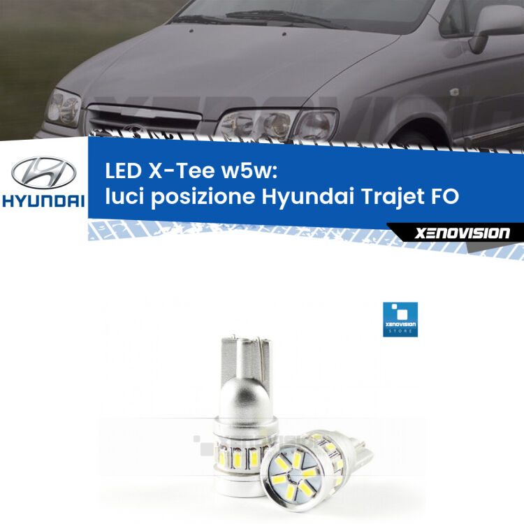 <strong>LED luci posizione per Hyundai Trajet</strong> FO 2000-2008. Lampade <strong>W5W</strong> modello X-Tee Xenovision top di gamma.