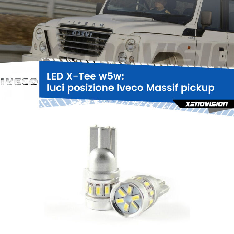 0 Luci posizione LED per Iveco Massif pickup  2008-2011: W5W X-Tee <strong>LED luci posizione per Iveco Massif pickup</strong>  2008-2011. Lampade <strong>W5W</strong> modello X-Tee Xenovision top di gamma.