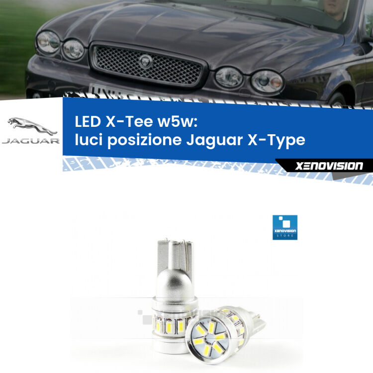 <strong>LED luci posizione per Jaguar X-Type</strong>  2001-2009. Lampade <strong>W5W</strong> modello X-Tee Xenovision top di gamma.