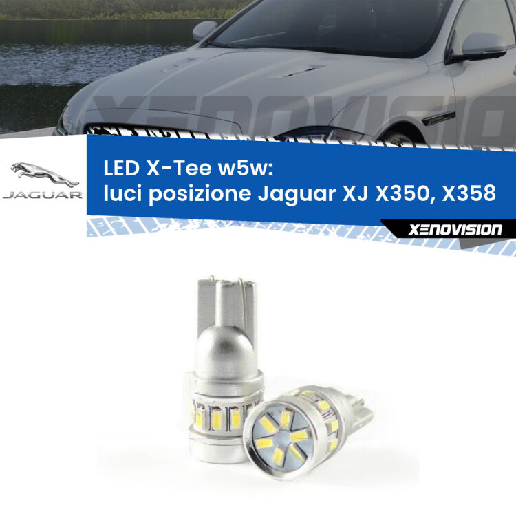 0 Luci posizione LED per Jaguar XJ X350, X358 2003-2009: W5W X-Tee <strong>LED luci posizione per Jaguar XJ</strong> X350, X358 2003-2009. Lampade <strong>W5W</strong> modello X-Tee Xenovision top di gamma.