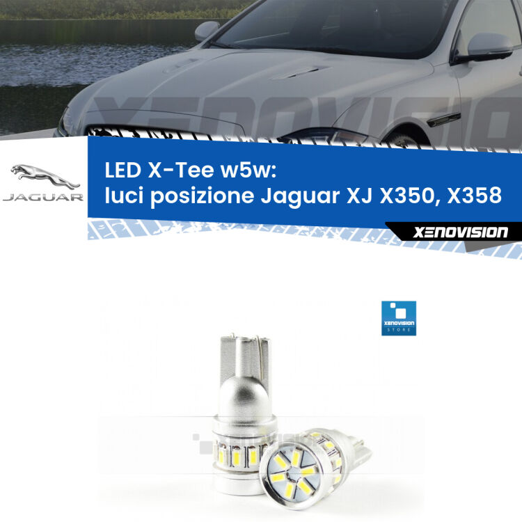 <strong>LED luci posizione per Jaguar XJ</strong> X350, X358 2003-2009. Lampade <strong>W5W</strong> modello X-Tee Xenovision top di gamma.