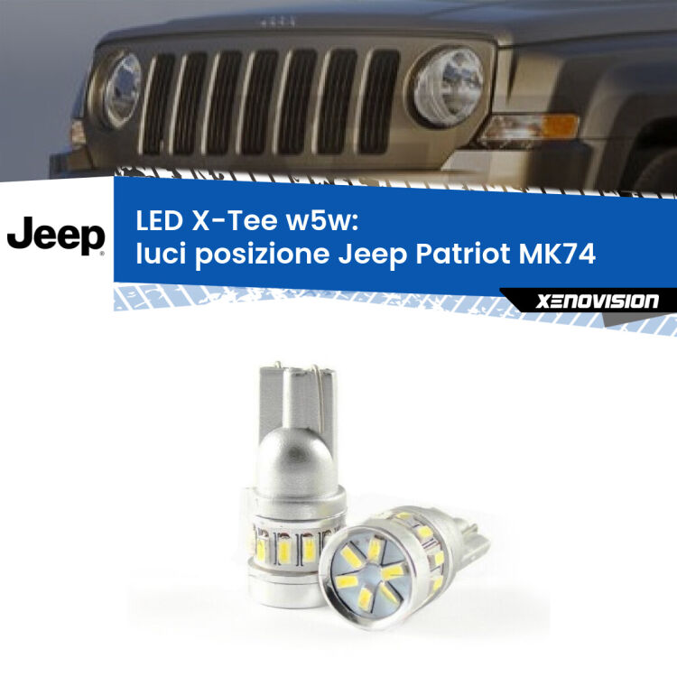0 Luci posizione LED per Jeep Patriot MK74 2007-2017: W5W X-Tee <strong>LED luci posizione per Jeep Patriot</strong> MK74 2007-2017. Lampade <strong>W5W</strong> modello X-Tee Xenovision top di gamma.