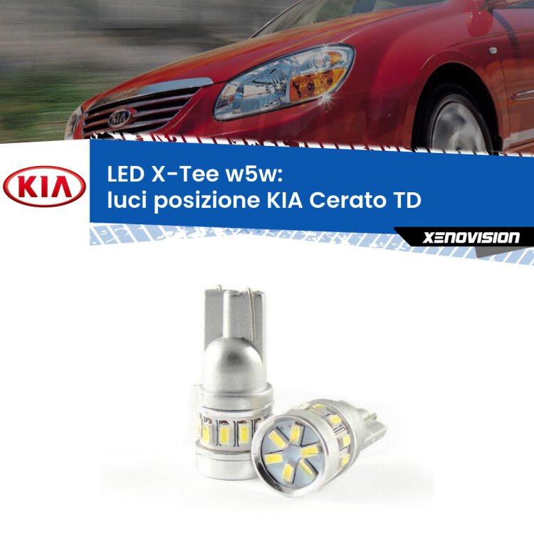 0 Luci posizione LED per KIA Cerato TD 2008-2011: W5W X-Tee <strong>LED luci posizione per KIA Cerato</strong> TD 2008-2011. Lampade <strong>W5W</strong> modello X-Tee Xenovision top di gamma.