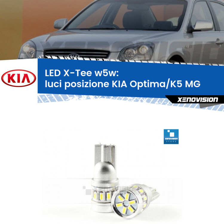 <strong>LED luci posizione per KIA Optima/K5</strong> MG 2005-2009. Lampade <strong>W5W</strong> modello X-Tee Xenovision top di gamma.