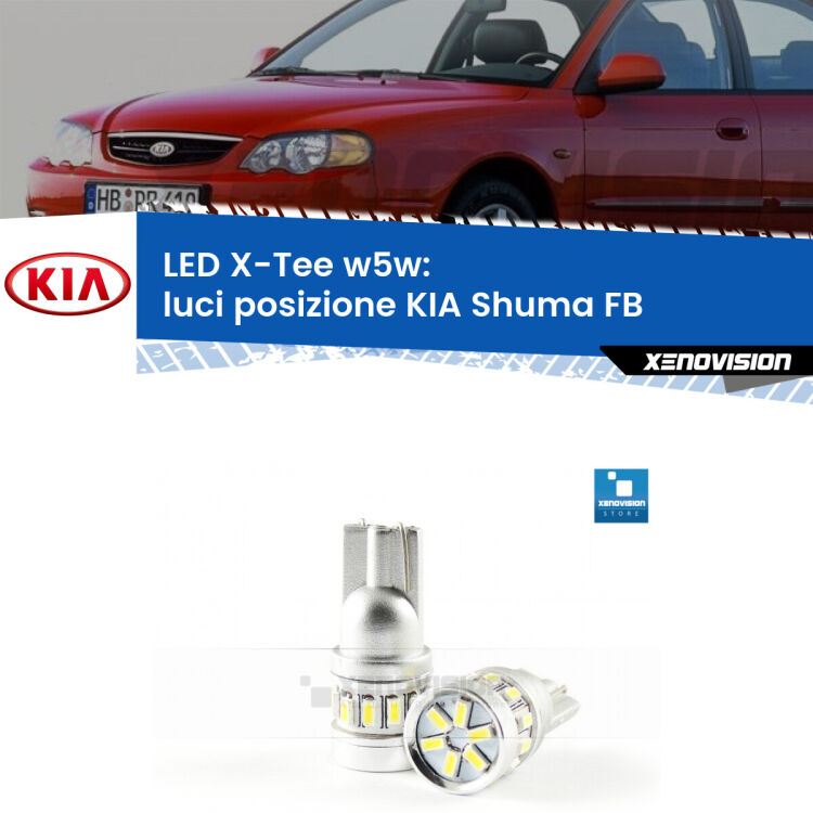 <strong>LED luci posizione per KIA Shuma</strong> FB 1997-2000. Lampade <strong>W5W</strong> modello X-Tee Xenovision top di gamma.