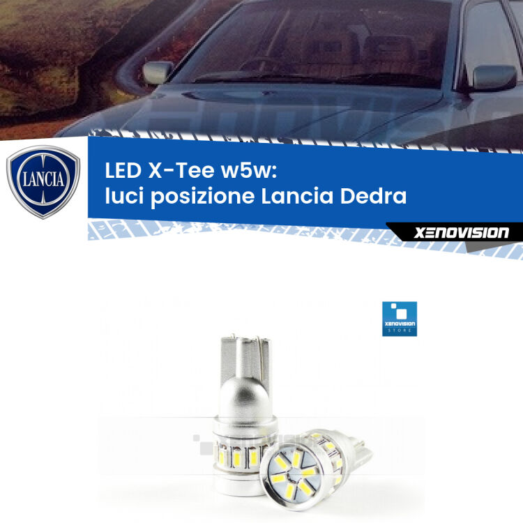 <strong>LED luci posizione per Lancia Dedra</strong>  1989-1999. Lampade <strong>W5W</strong> modello X-Tee Xenovision top di gamma.