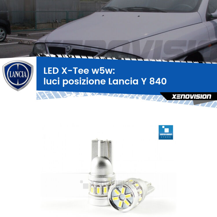 <strong>LED luci posizione per Lancia Y</strong> 840 1995-2003. Lampade <strong>W5W</strong> modello X-Tee Xenovision top di gamma.