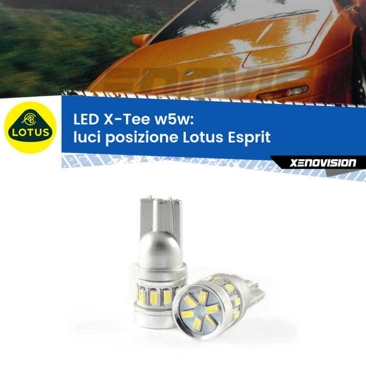 0 Luci posizione LED per Lotus Esprit 1989-2003: W5W X-Tee <strong>LED luci posizione per Lotus Esprit</strong> 1989-2003. Lampade <strong>W5W</strong> modello X-Tee Xenovision top di gamma.