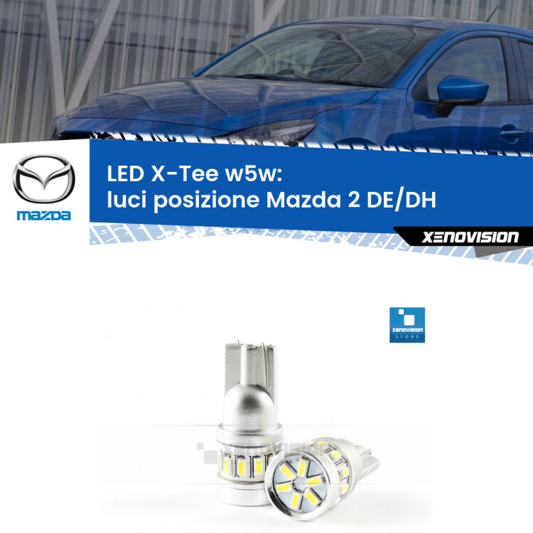 <strong>LED luci posizione per Mazda 2</strong> DE/DH 2007-2015. Lampade <strong>W5W</strong> modello X-Tee Xenovision top di gamma.