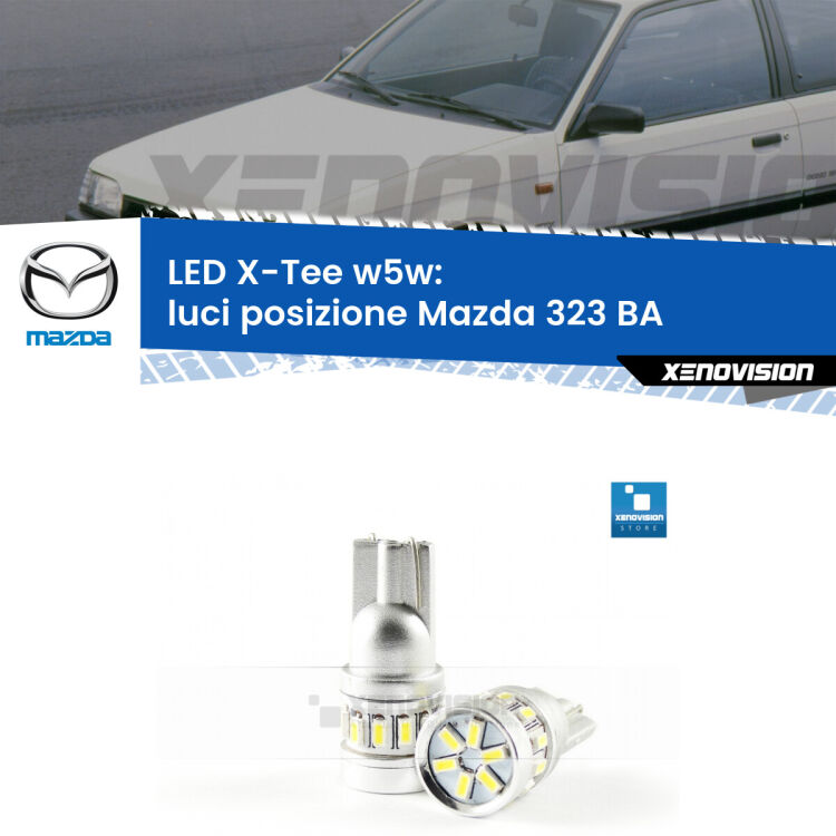 <strong>LED luci posizione per Mazda 323</strong> BA 1994-1998. Lampade <strong>W5W</strong> modello X-Tee Xenovision top di gamma.