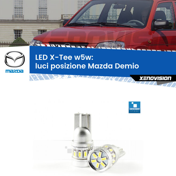 <strong>LED luci posizione per Mazda Demio</strong>  1998-2003. Lampade <strong>W5W</strong> modello X-Tee Xenovision top di gamma.