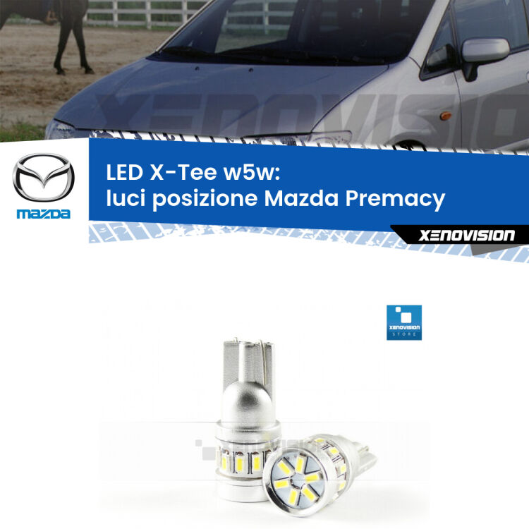 <strong>LED luci posizione per Mazda Premacy</strong>  1999-2005. Lampade <strong>W5W</strong> modello X-Tee Xenovision top di gamma.