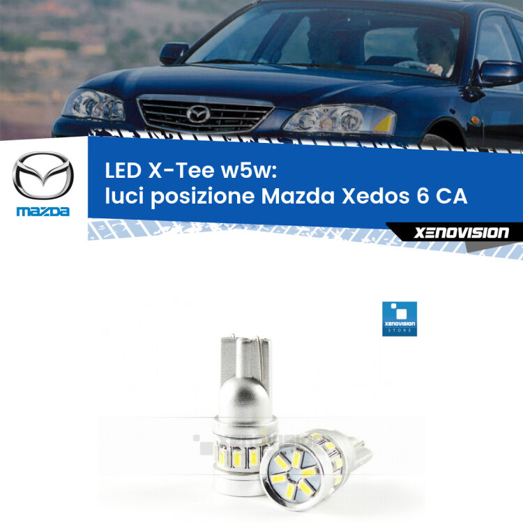<strong>LED luci posizione per Mazda Xedos 6</strong> CA 1992-1999. Lampade <strong>W5W</strong> modello X-Tee Xenovision top di gamma.