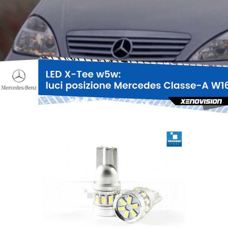 <strong>LED luci posizione per Mercedes Classe-A</strong> W168 1997-2004. Lampade <strong>W5W</strong> modello X-Tee Xenovision top di gamma.