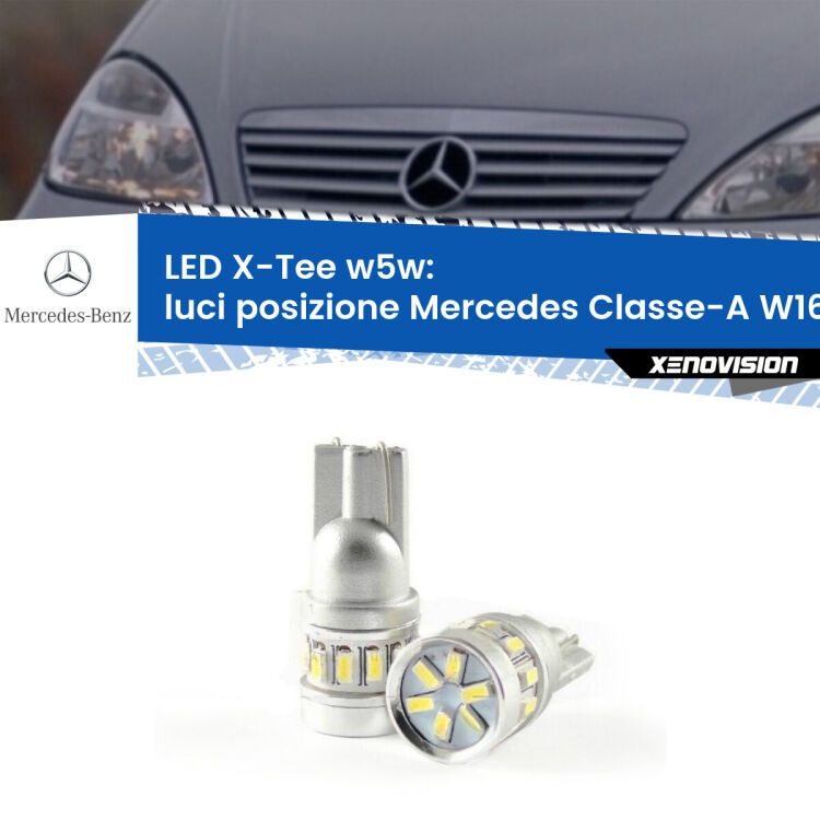 0 Luci posizione LED per Mercedes Classe-A W168 1997-2004: W5W X-Tee <strong>LED luci posizione per Mercedes Classe-A</strong> W168 1997-2004. Lampade <strong>W5W</strong> modello X-Tee Xenovision top di gamma.