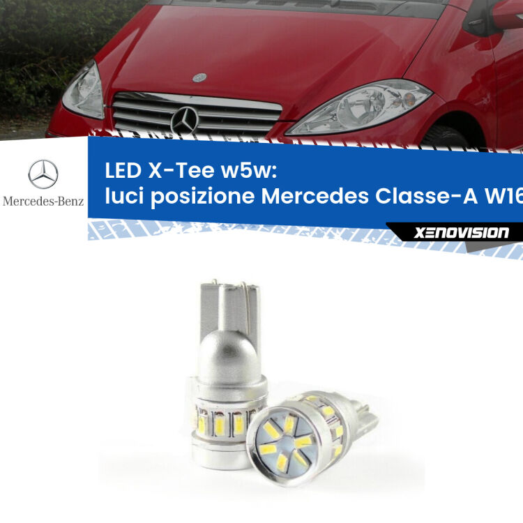 0 Luci posizione LED per Mercedes Classe-A W169 2004-2012: W5W X-Tee <strong>LED luci posizione per Mercedes Classe-A</strong> W169 2004-2012. Lampade <strong>W5W</strong> modello X-Tee Xenovision top di gamma.