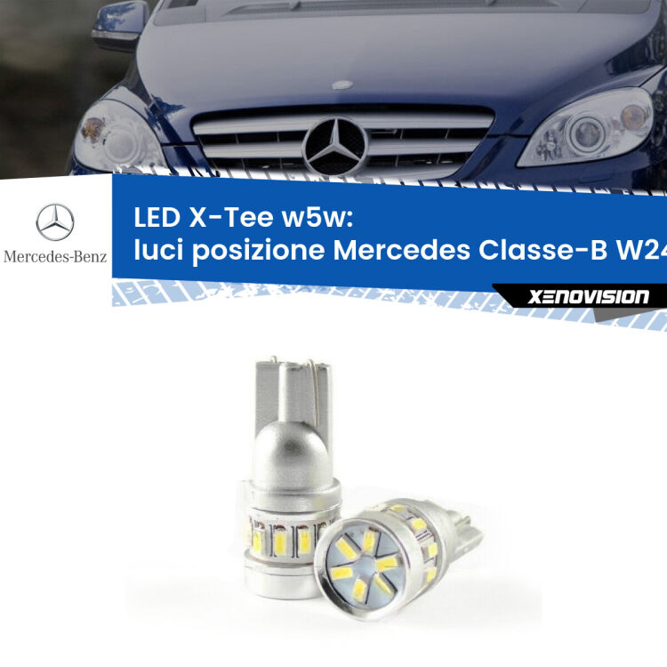 0 Luci posizione LED per Mercedes Classe-B W245 2005-2011: W5W X-Tee <strong>LED luci posizione per Mercedes Classe-B</strong> W245 2005-2011. Lampade <strong>W5W</strong> modello X-Tee Xenovision top di gamma.