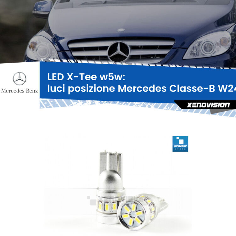 <strong>LED luci posizione per Mercedes Classe-B</strong> W245 2005-2011. Lampade <strong>W5W</strong> modello X-Tee Xenovision top di gamma.