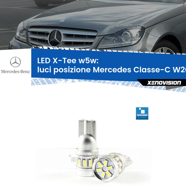 <strong>LED luci posizione per Mercedes Classe-C</strong> W204 2007-2014. Lampade <strong>W5W</strong> modello X-Tee Xenovision top di gamma.
