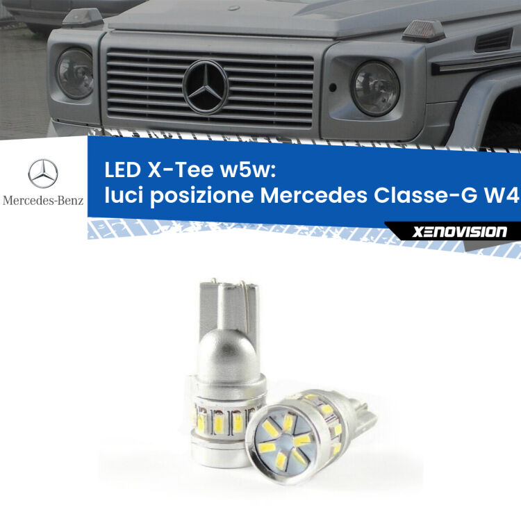 0 Luci posizione LED per Mercedes Classe-G W463 1991-2004: W5W X-Tee <strong>LED luci posizione per Mercedes Classe-G</strong> W463 1991-2004. Lampade <strong>W5W</strong> modello X-Tee Xenovision top di gamma.