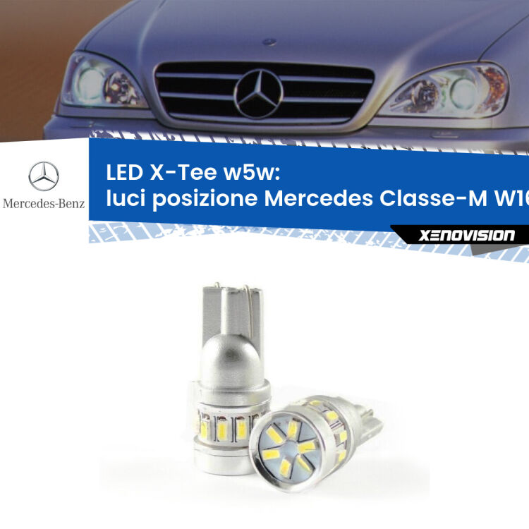0 Luci posizione LED per Mercedes Classe-M W163 1998-2005: W5W X-Tee <strong>LED luci posizione per Mercedes Classe-M</strong> W163 1998-2005. Lampade <strong>W5W</strong> modello X-Tee Xenovision top di gamma.