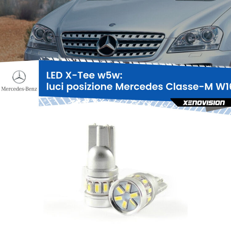 0 Luci posizione LED per Mercedes Classe-M W164 2005-2011: W5W X-Tee <strong>LED luci posizione per Mercedes Classe-M</strong> W164 2005-2011. Lampade <strong>W5W</strong> modello X-Tee Xenovision top di gamma.
