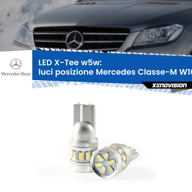 0 Luci posizione LED per Mercedes Classe-M W166 2011-2015: W5W X-Tee <strong>LED luci posizione per Mercedes Classe-M</strong> W166 2011-2015. Lampade <strong>W5W</strong> modello X-Tee Xenovision top di gamma.