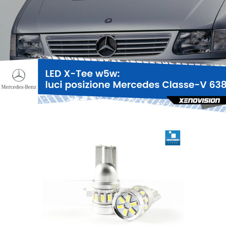 <strong>LED luci posizione per Mercedes Classe-V</strong> 638/2 1996-2003. Lampade <strong>W5W</strong> modello X-Tee Xenovision top di gamma.