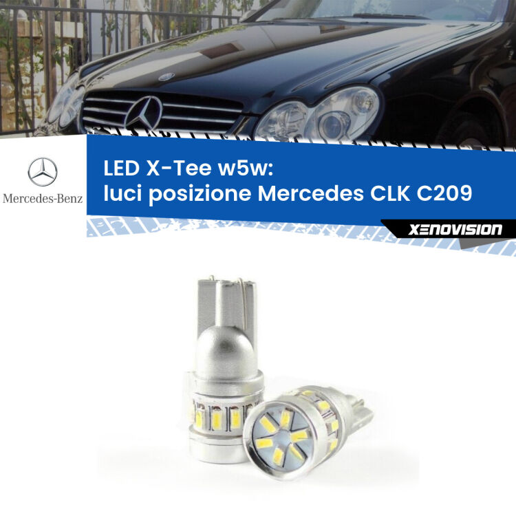 0 Luci posizione LED per Mercedes CLK C209 2002-2009: W5W X-Tee <strong>LED luci posizione per Mercedes CLK</strong> C209 2002-2009. Lampade <strong>W5W</strong> modello X-Tee Xenovision top di gamma.